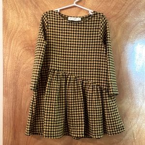 Girls black and yellow asymmetrical dress